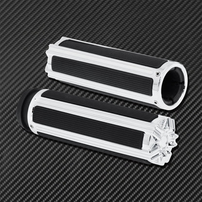 1'' Electronic Hand Grips Motorcycle 25mm Throttle Handle Bar Black/Chrome For Harley Softail FXDLS Breakout Touring FLHR Trike