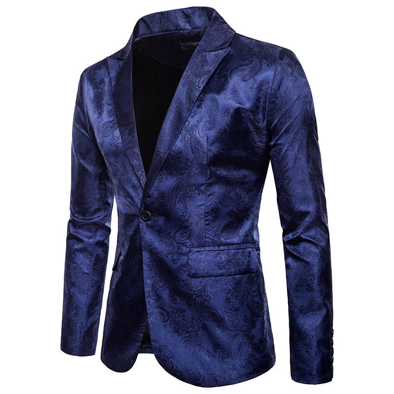 Multi Colors Men's Suit Palace Style Dark Pattern Design and Fashionable One Button Buckle Slim Fit Blazer Mujer Clothing