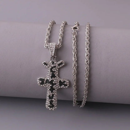 Personality Punk Trendy Cool Gothic Wood Cross Pendant NNecklace for Women Men Vintage Hip Hop Y2k Necklace Party Jewelry Gift