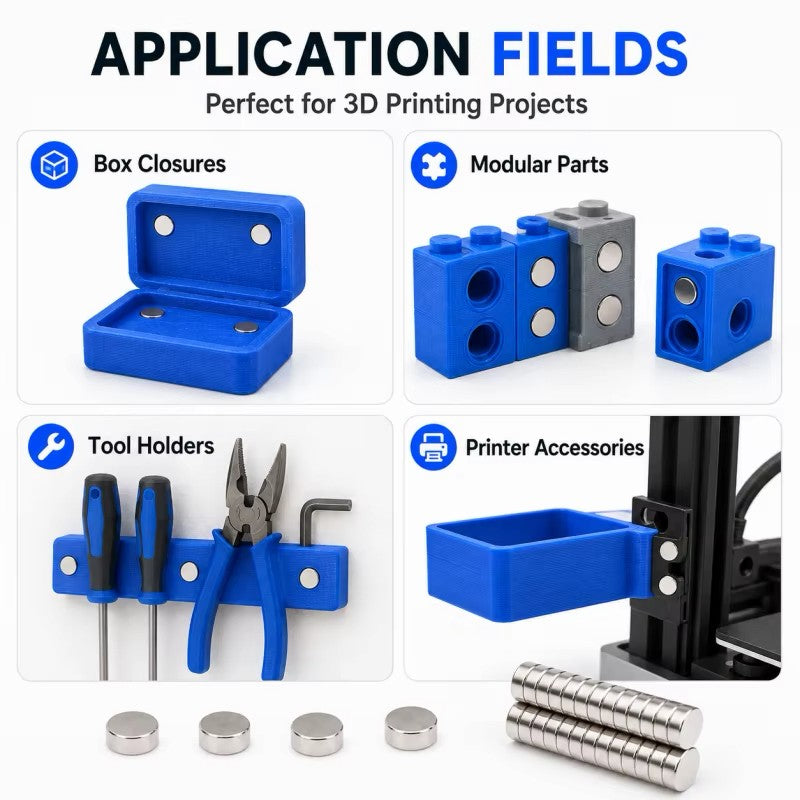 50 Pieces Magnets For 3D Printing,4x2 5x2 6x2 8x2 10x2mm Mini Magnets For 3D Printing,Refrigerator,Office, DIY, Crafts