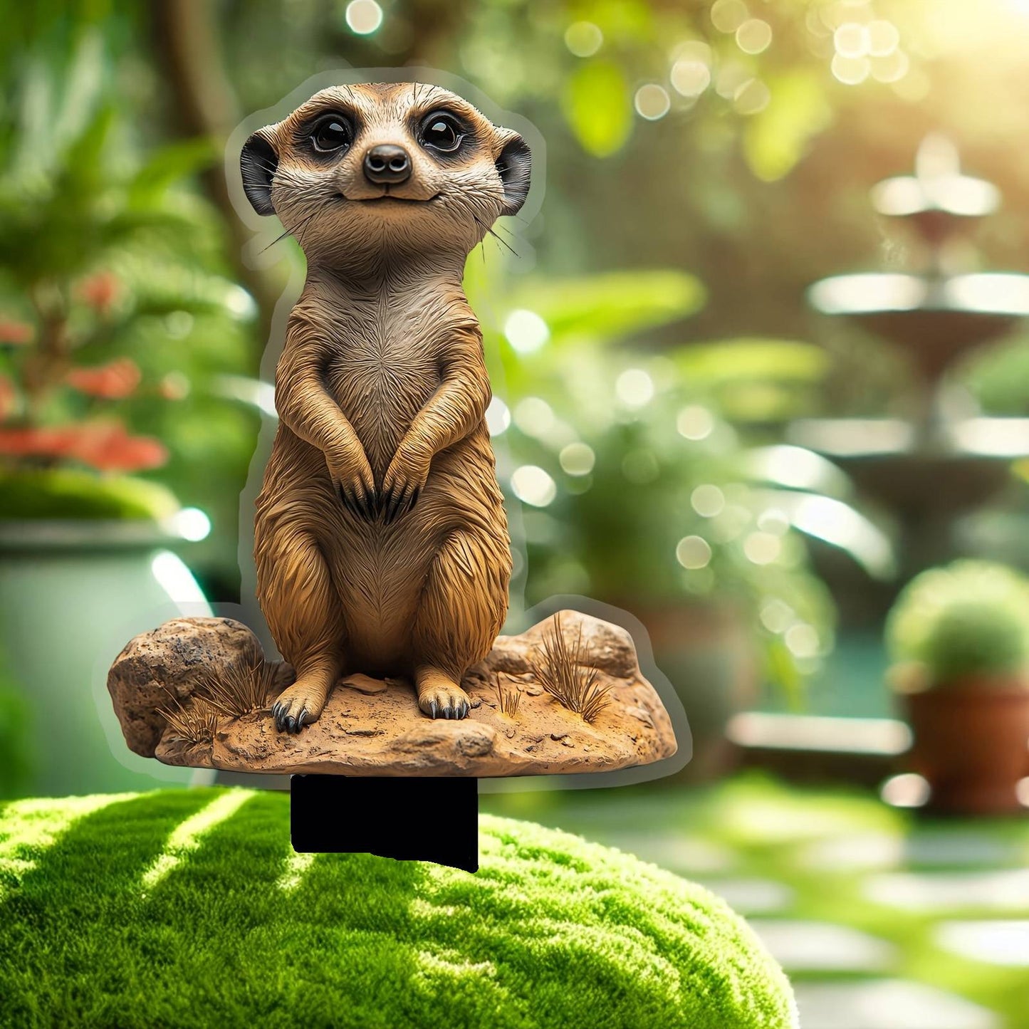 1Pc 2D Flat Acrylic Hamster Garden Stake - Cute Smiling Meerkat with Wise Eyes, Ideal for Lawn & Potted Plants Outdoor Decor