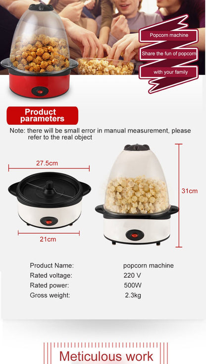 Automatic Oil-Popped Popcorn Making Machine Electric Popcorn Maker Stove Commercial Stirring Sugar Heating Corn Popper Roaster