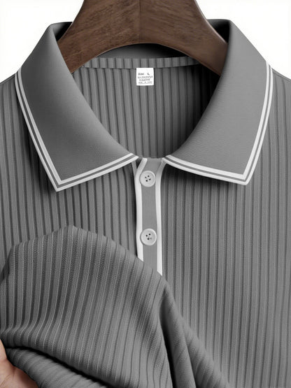 Spring And Autumn New Men's Striped Long Sleeve Polo Shirt Slim Fit Collar Multi Color Business And Leisure Versatile Men's Top
