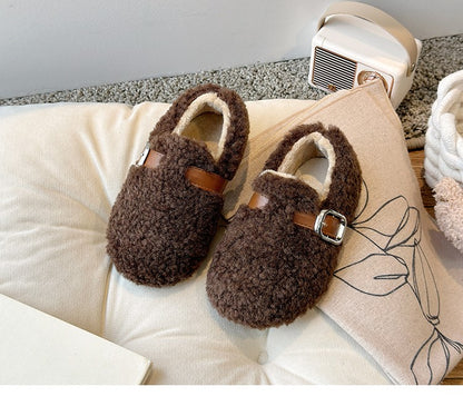 Winter Children's Shoes 2025 New Girls Fluffy Cotton Shoes Soft Bottom Non-slip Kids Fashion Simple Plush Shoes Trend Versatile