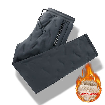 Men's Winter Thiened Fce Lined down Cotton Pants Casual Spor Long Trousers Loose Fit Warm Outerwear for Autumn And Winter