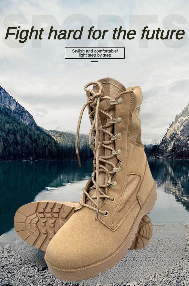 Novas Botas Táticas de Combate Masculinas de Couro para Homens, Botas Masculinas Respiráveis de Cano Curto para Caminhada ao Ar Livre e Deserto