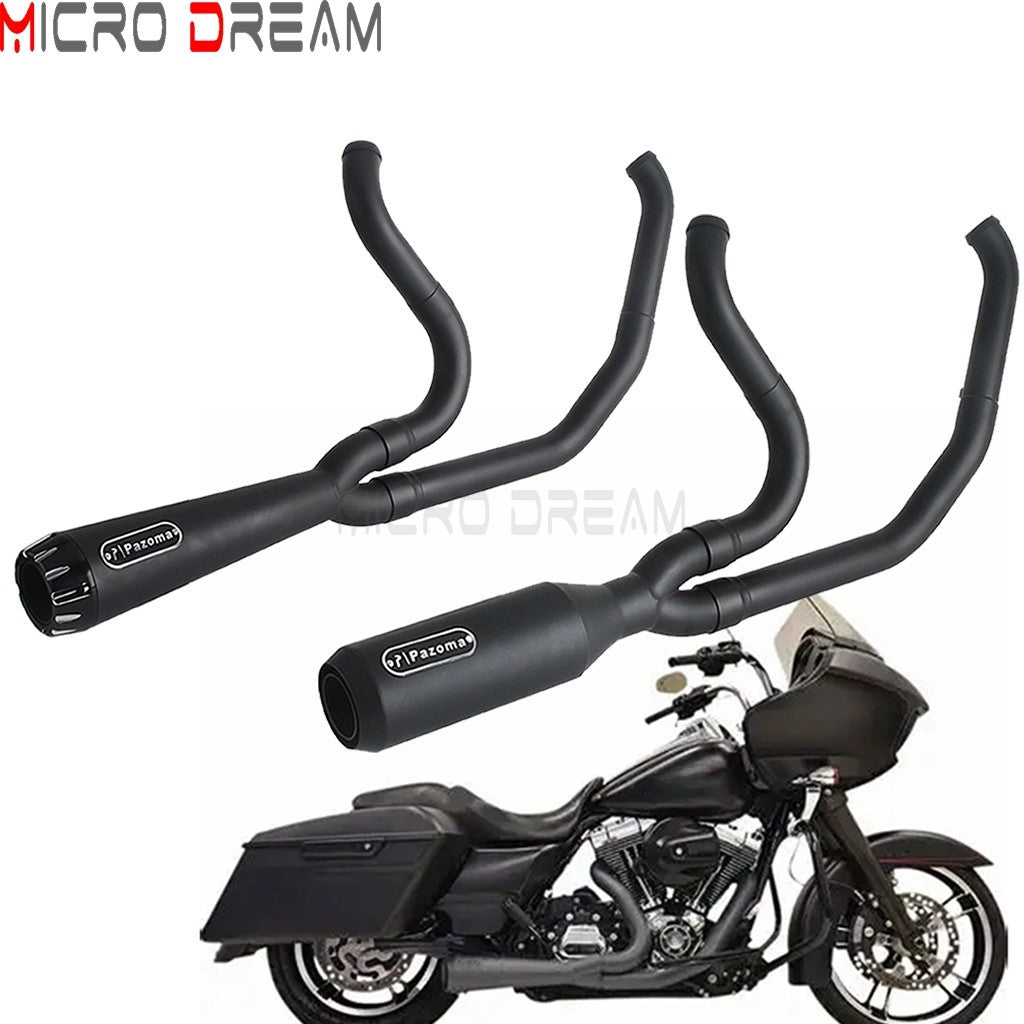 2 into 1 Motorcycle Engine System Pipe Slip on Exhaust Mufflers For Harley Street Glide ST FLHXST EFI FLHX Special FLHXS 2017-25