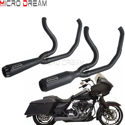 2 into 1 Motorcycle Engine System Pipe Slip on Exhaust Mufflers For Harley Street Glide ST FLHXST EFI FLHX Special FLHXS 2017-25