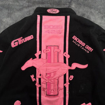 American Popular Simple Pink Horse Pattern Car Jacket for Women's Autumn and Winter Fashion Street Harajuku Y2K Bomber Jacket