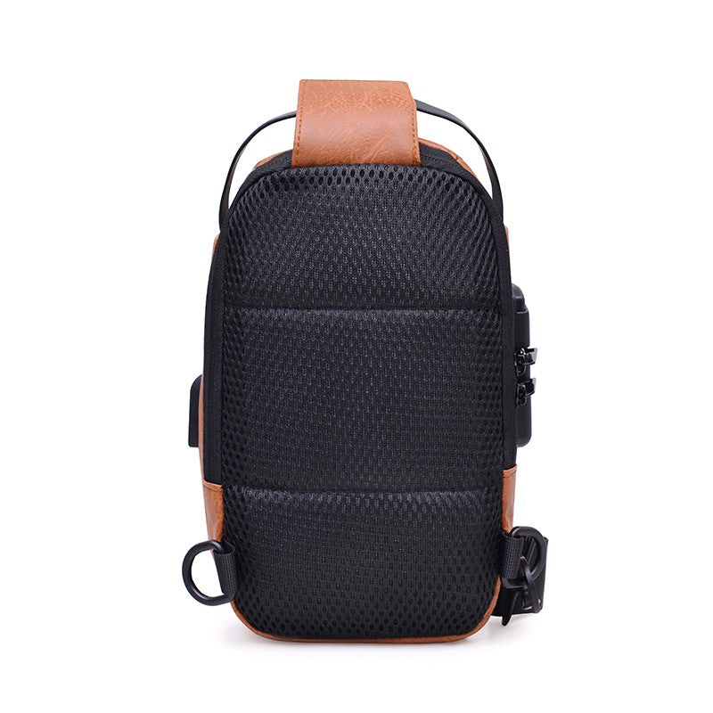 Men's Anti-Theft Crossbody Bag USB Charging Port Travel Chest Bag Waterproof Shoulder Messenger Bag for Outdoor Sports