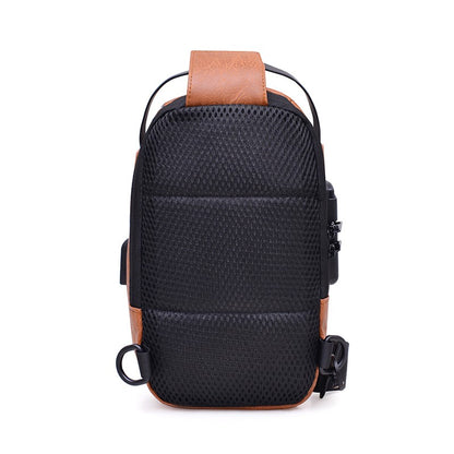 Men's Anti-Theft Crossbody Bag USB Charging Port Travel Chest Bag Waterproof Shoulder Messenger Bag for Outdoor Sports