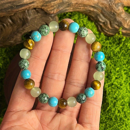 Pulseira de Contas de Pedra Natural Simbólica Feminina Masculina Alívio da Ansiedade Proteção Dinheiro Espiritual Joia do Amor-Próprio