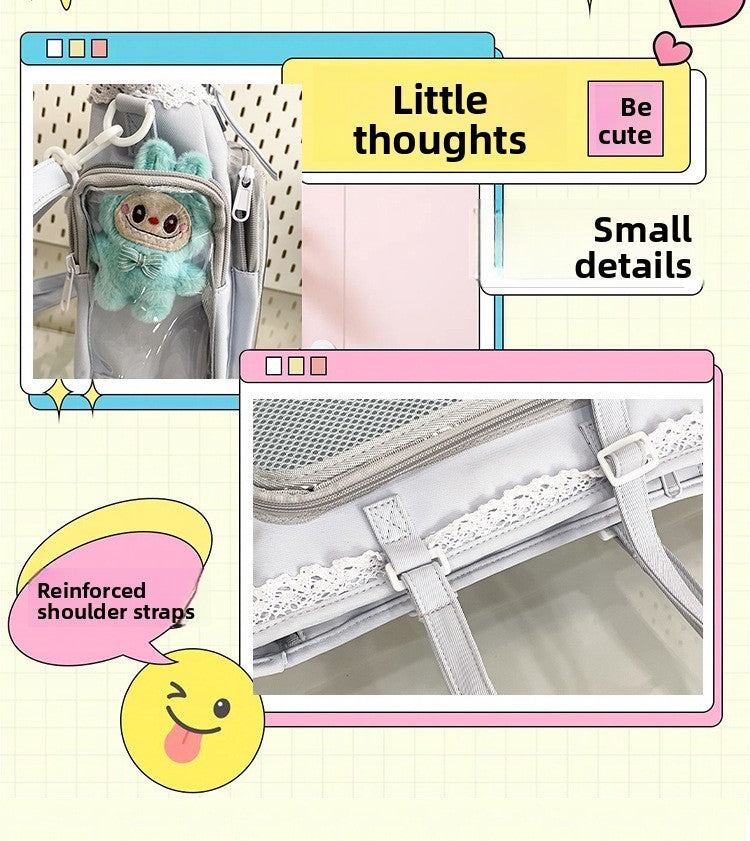 New Japanese Style Transparent Crossbody Bag Cute Candy Color Commuting Shoulder Bag for Girls Simple and Casual Texture Ita Bag