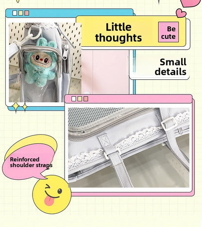 New Japanese Style Transparent Crossbody Bag Cute Candy Color Commuting Shoulder Bag for Girls Simple and Casual Texture Ita Bag