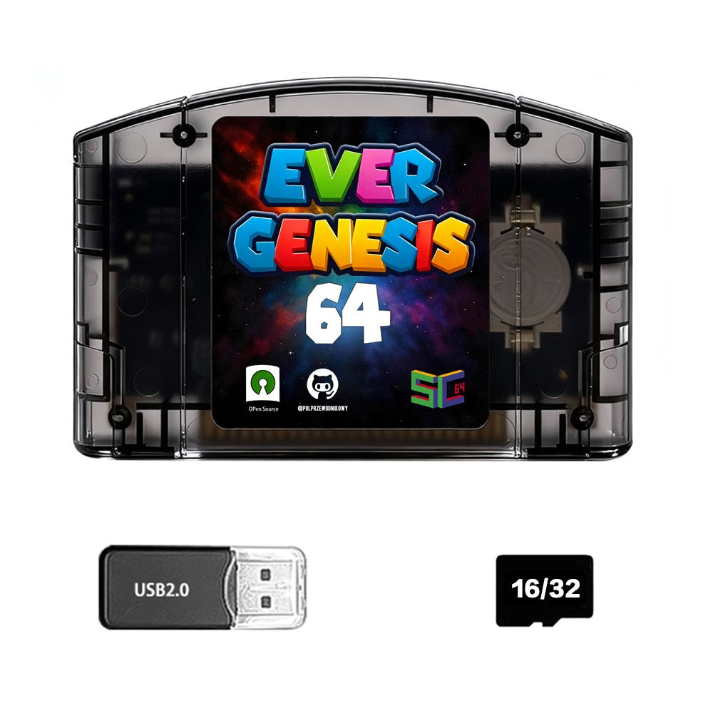 SC64 5000 in 1 N64 Game Cartridge Open Source Flash Card 16GB/32GB Free TF Card For Nintendo 64 Support N64DD/SNES/GBC Games