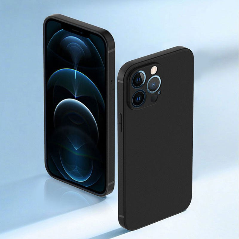 Capa de Telefone Preta de Luxo para iPhone 16 15 14 11 12 13 Pro Max 7 8 Plus 13 Mini 16E SE 2022 Xr X Xs Capa Traseira Fosca Macia