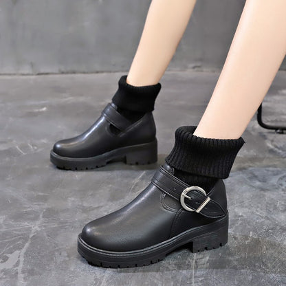 2025 Women's Shoes Luxury Chelsea Boot Women Leather Boot Chunky Winter Shoe Platform Ankle Boots Thick Heel Brand Designer