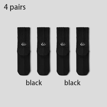 4 Pairs Men's Cotton Work Socks Cushioned Long Running Breathable Ankle Crew Socks  Casual Socks for Men Cycling socks