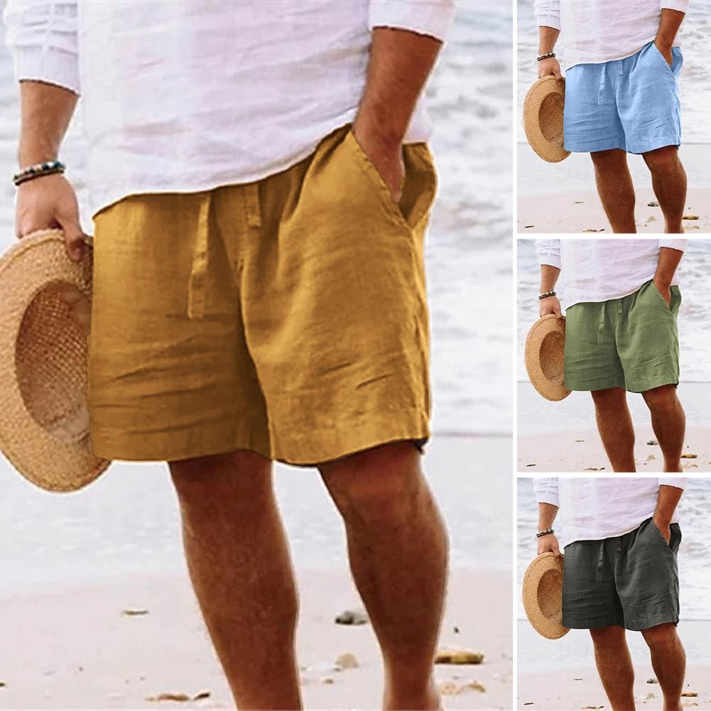 2024 New Men'S Cotton Linen Shorts Pants Male Summer Breathable Solid Color Linen Short Trousers Fitness Streetwear M-4xl
