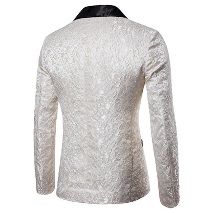 Luxury Men Jacquard Single Button Slim Fit Turndown Collar High Quality Wedding Banquet Men Jacket Coat