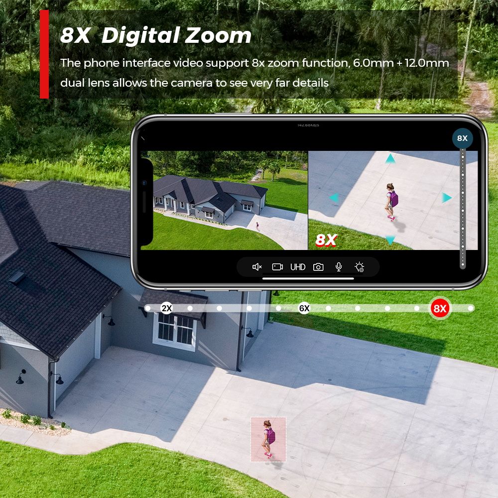 BESDER 12MP 6K PTZ Wifi Camera Dual Lens 8X Digital Zoom AI Human Detection Outdoor 8MP CCTV IP Camera Security Protection iCSee