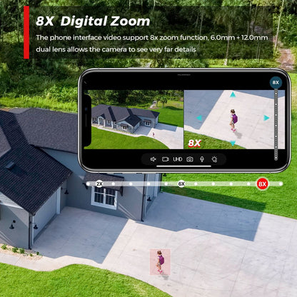 BESDER 12MP 6K PTZ Wifi Camera Dual Lens 8X Digital Zoom AI Human Detection Outdoor 8MP CCTV IP Camera Security Protection iCSee