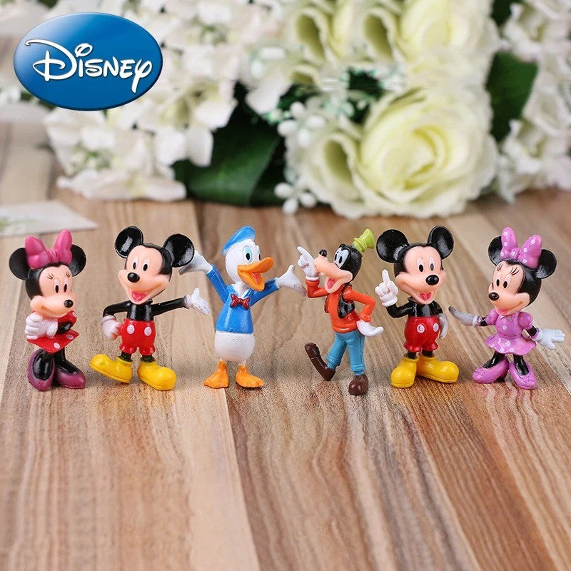6 pçs/conjunto Disney Mickey Mouse Bonecos de Ação Minnie Pato Donald PVC Decoração de Bolo Coleção Brinquedos Infantis Presentes