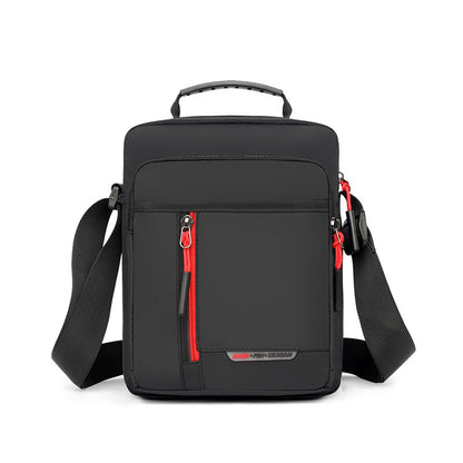 1 men's crossbody bag with zip closure, adjustable shoulder strap, and multiple storage compartments, suitable for daily commuti