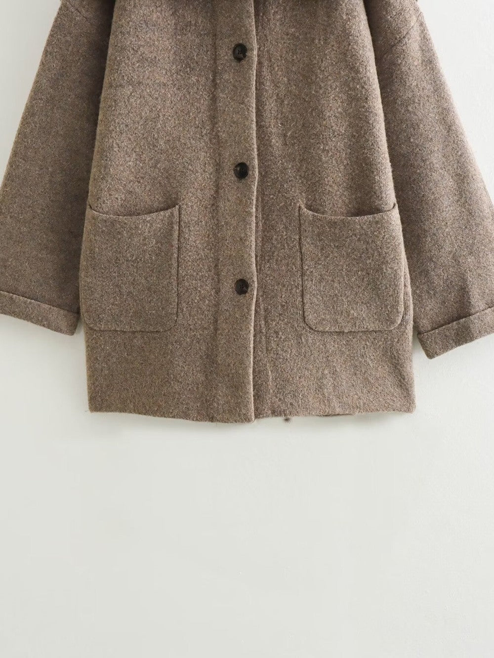 Women's Fashion Scarf Short Knit Coat Jacket Loose Warm Long Sleeve Two Pieces Solid Color High Street O-Neck Outerwear