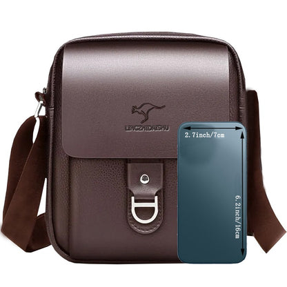 Men's Multi-Color Leather Crossbody Bag, Versatile Casual, Multi-Compartment, Daily Commuting, Stylish & Practical