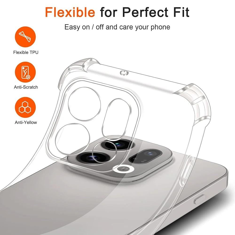 TPU Transparent Case For OPPO Find X9 Pro Reno 15 Pro Protective Cover Four Corners Shockproof Bumper Coque Fundas