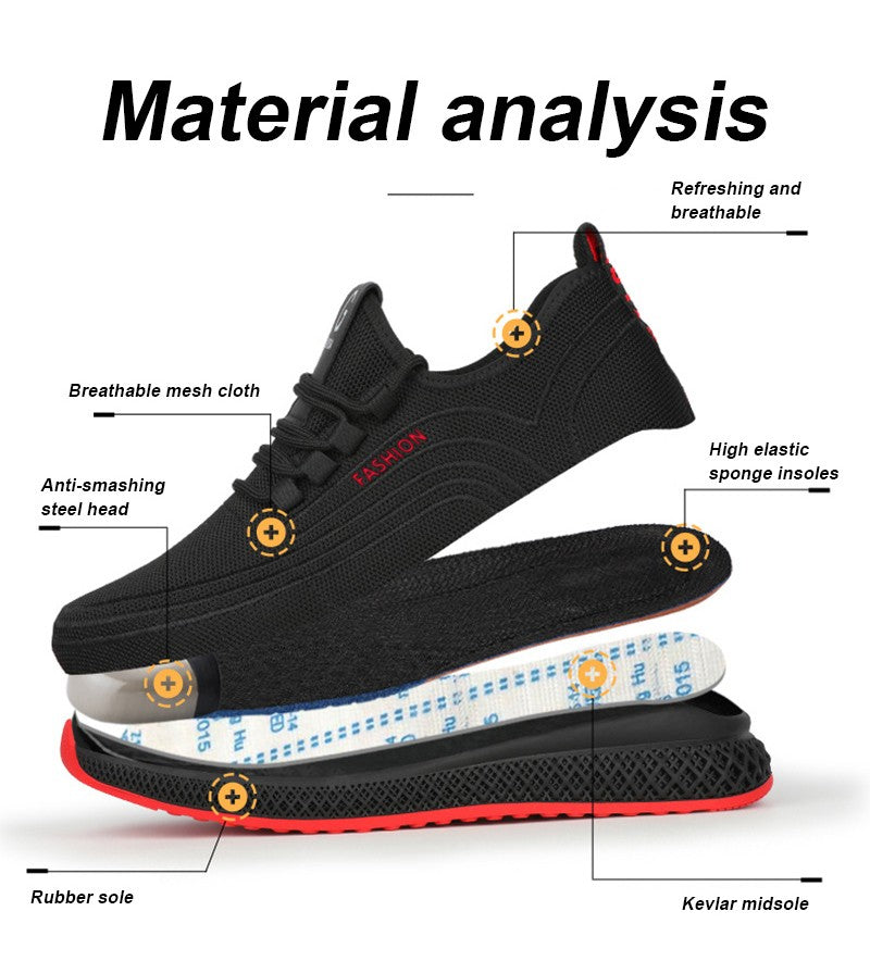 Manlegu Air Mesh Steel Toe Work Shoes Breathable Working Shoes Women Man Safety Shoes Lightweight Puncture-Proof Safety Boots
