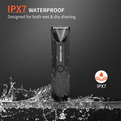 MAXGROOM Man Body Hair Trimmer IPX7 Waterproof Pubic&Groin Hair Groomer Electric Ball Shaver with LED Light Rechargeable Trimmer