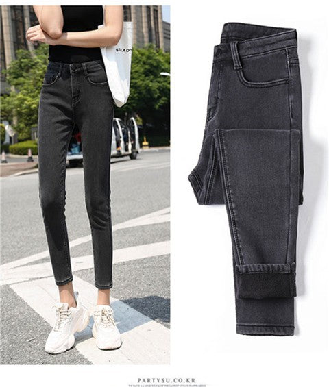 Winter Warm Jeans Woman 2022 High Waist Casual Velvet Ladies Trousers Female Pantalon Denim jeans for Women Pants clothe 40