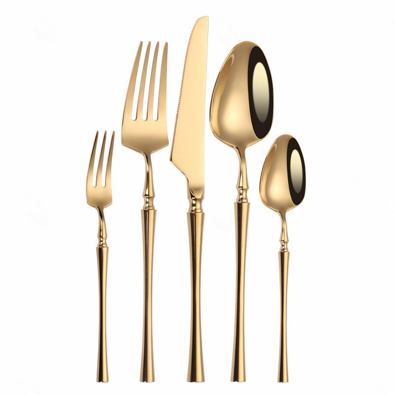 Conjunto de Talheres Matte Dourado Garfos Colheres Facas Conjunto de Talheres Aço Inoxidável Dourado Prata com Garfo de Bolo