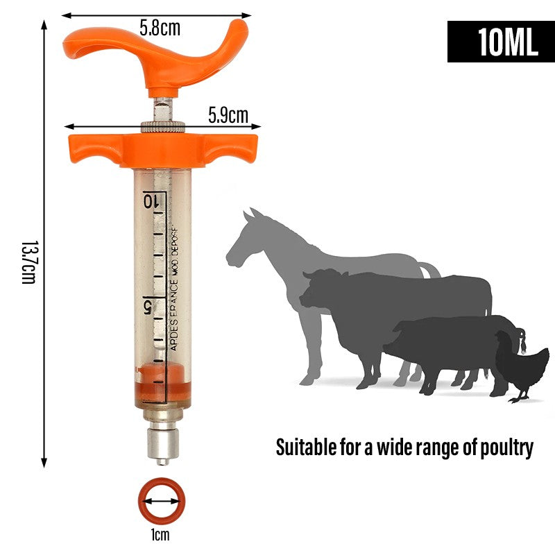 Seringa de alimentação de aves, ratos e papagaios – Injeção de vacina ajustável com tubo reto de 10 ml/20 ml para ferramentas veterinárias