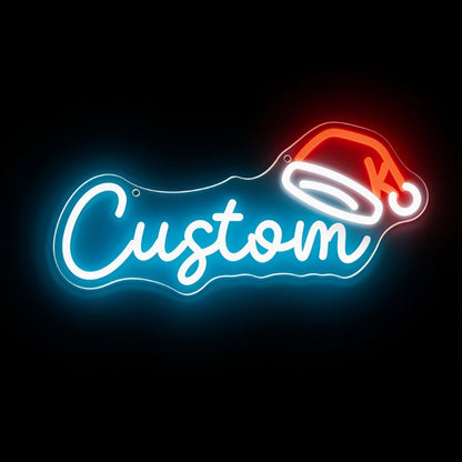 Custom Text and Santa Hat Neon Sign Creative LED Christmas Light Wall Decor Unique Xmas Gift for Home Party Holiday Decoration