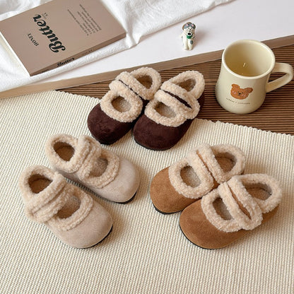 Children's Cotton Shoes 1-18 Years Old Beige Padded Thickened Boys Girls Walking Shoes Brown Soft Bottom Non-slip Kids Fur Shoes