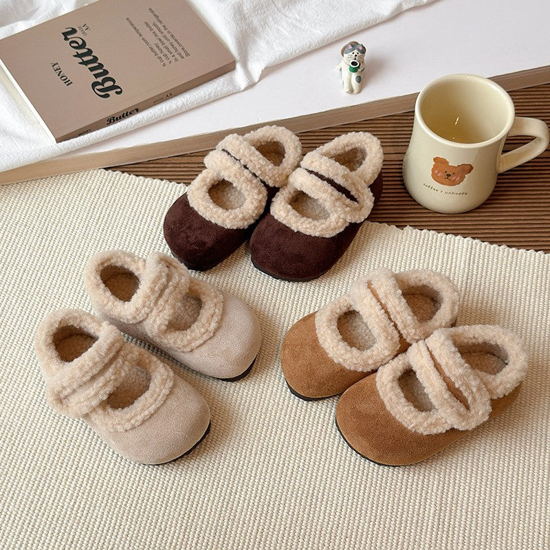Children's Cotton Shoes 1-18 Years Old Beige Padded Thickened Boys Girls Walking Shoes Brown Soft Bottom Non-slip Kids Fur Shoes