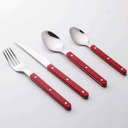 Conjuntos de Talheres de Design Moderno Espelhamento Superior Aço Inoxidável 18/8(304) Cabo ABS com Rebites Jogo de Talheres para Cozinha