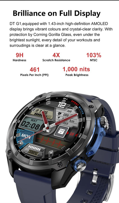 2025 Novo Smartwatch T-Rex Tático GPS Integrado Mapa Offline 4GB Memória 5ATM IP69K Natação À Prova D'Água Masculino Smart Bracelete Militar