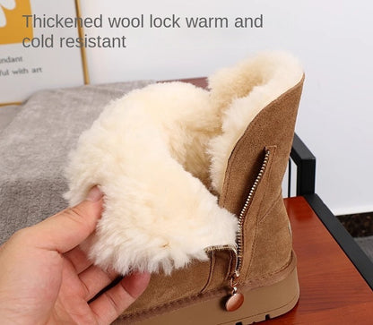 2024 Winter Women Short Plush Warm Snow Boots Casual Shoes New Suede Fur Chelsea Ankle Boots Flats Platform Ladies Shoes Botas
