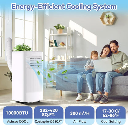 Ar Condicionado Portátil, 10000 BTU, Unidade de CA Remota com Função de Refrigeração, Desumidificador e Ventilador, Resfria até 52 m².