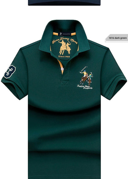 Summer Polo Shirt Men Cotton Casual Embroidery Polo T Shirt Solid Short Sleeve Lapel Button Shirt Business Fashion Designer Male
