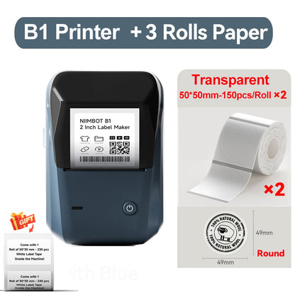 Portable Niimbot B1 Wireless Label Maker Adhesive Sticker Printer Labeling Machine DIY 20-50mm Labels for Office Home