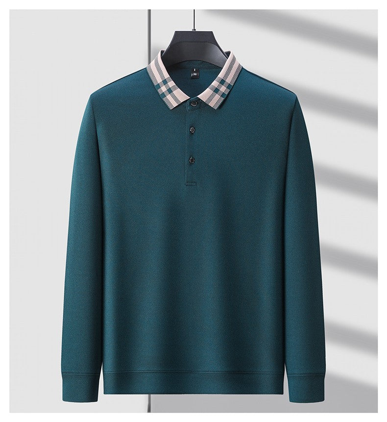 Light luxury brand polo shirt long sleeved spring and autumn new style comfortable and breathable casual striped lapel T-shirt