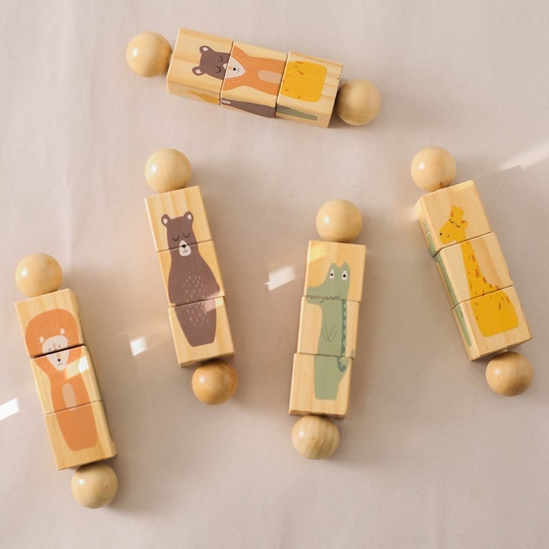 Wooden Animal Rattle Toys for Newborn Wooden Teether Baby 0 12 Months Baby Accessory Cartoon Novel Baby Care Tools Teether Toys