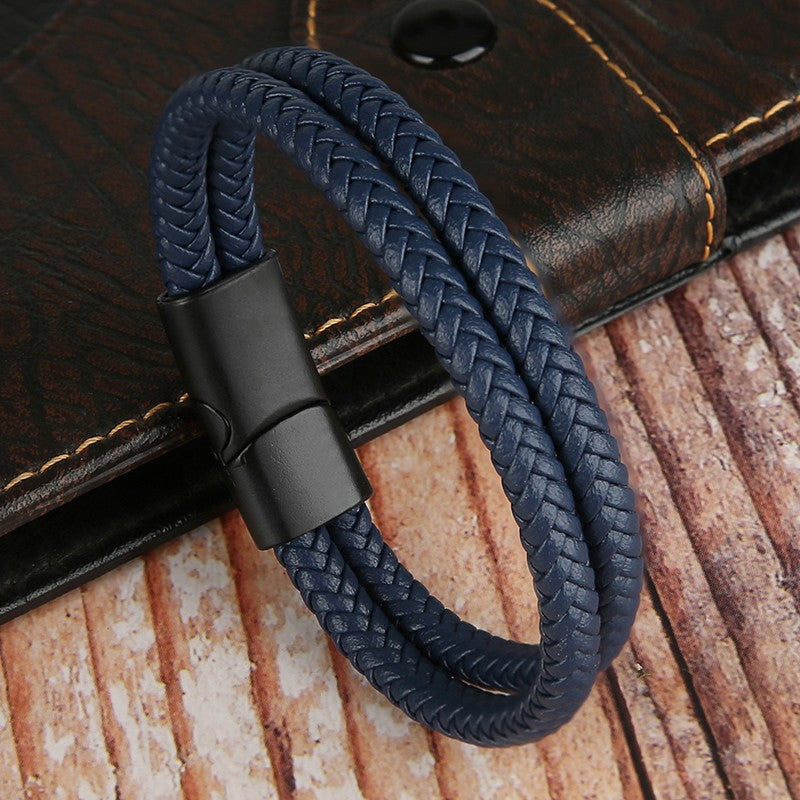 Novos Braceletes e Pulseiras de Couro Genuíno 2025 para Homens e Mulheres Pulseira de Couro de Camada Dupla Joias Artesanais Masculinas Pulseras