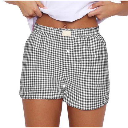 2025 New Women Plaid Lounge Boxer Shorts Cute Summer Y2K Casual Pajama Bottoms Sleep Gingham Shorts Beach Tracksuit Jogging Pant