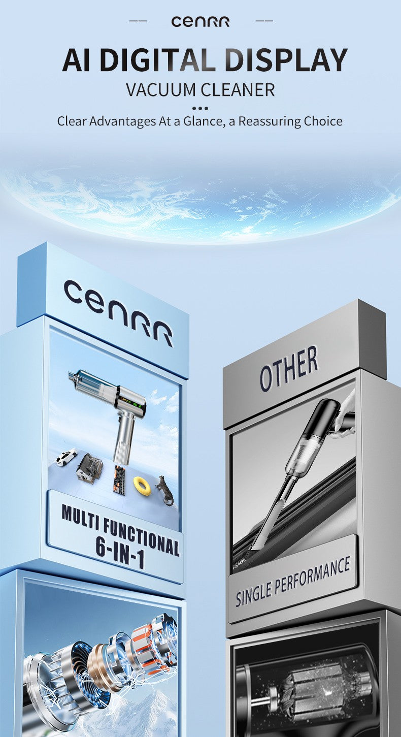 CENRR New Battery Level Display Car Vacuum Cleaner 7500mAh Home Man Christmas Gift Powerful Portable HandHeld Car Cleaner